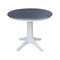 International Concepts 36 in. Solid Wood Round Top Pedestal Dining Table with 4 Dining Chairs in White/Heather Gray K05-36RT-27B-C617-4 - alternate 3